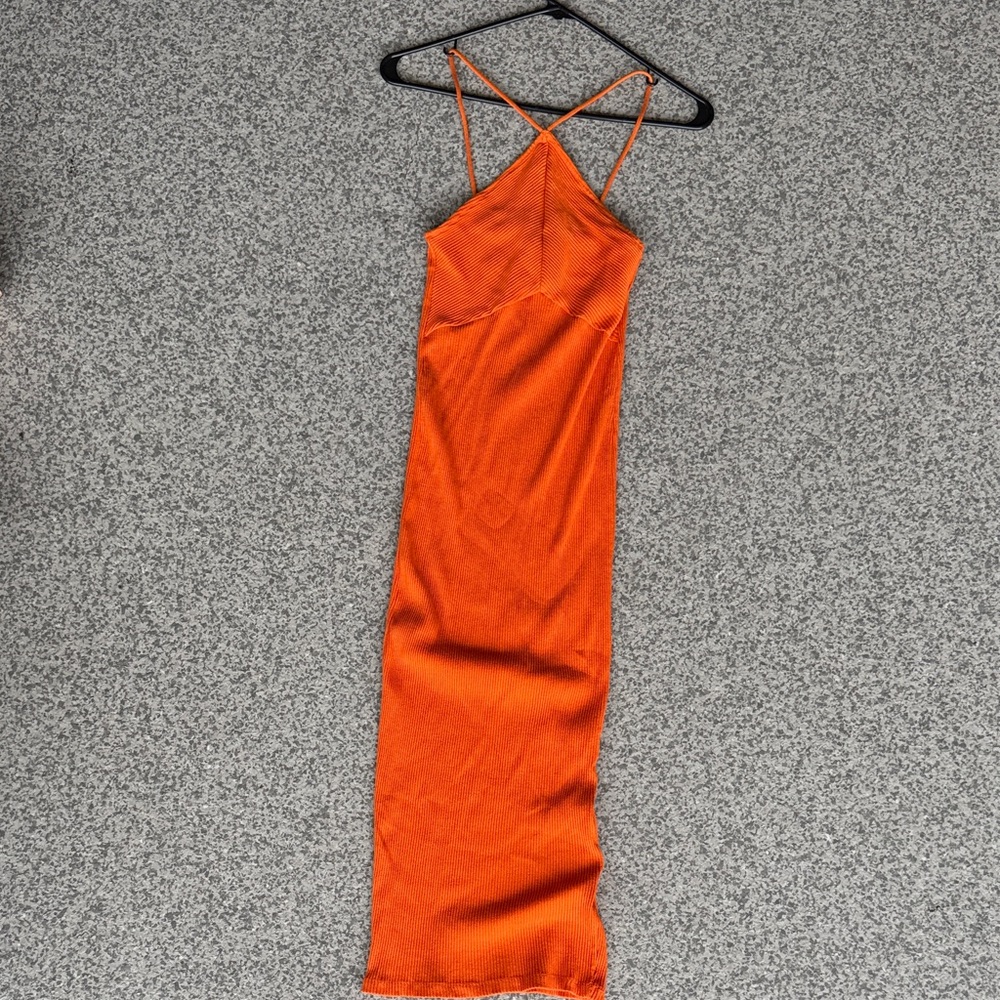 Zara Vibrant Orange Midi Dress